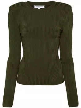 Veronica Beard топ в рубчик с длинными рукавами, зеленый