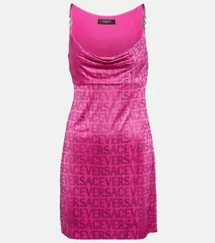 Versace атласное мини-платье с декором medusa '95 по всей длине Versace, розовый
