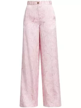 Versace атласные брюки Barocco широкого кроя, розовый