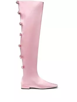 Versace атласные сапоги с декором Medusa, розовый