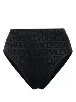 Versace атласные трусы-брифы с принтом Versace Allover, черный