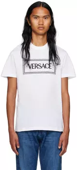 Versace Белая футболка с вышивкой