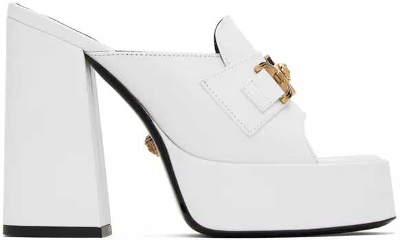 Versace Белые босоножки на каблуке Medusa 95