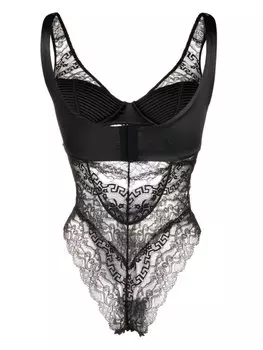 Versace боди с кружевом, черный