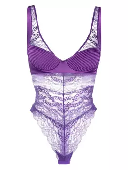 Versace боди с кружевом, фиолетовый