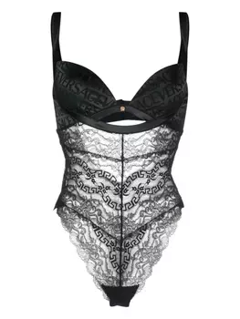 Versace боди с принтом Allover Barocco, черный