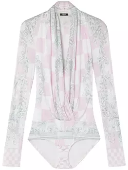 Versace боди в клетку, розовый