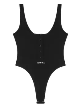 Versace боди в рубчик с логотипом, черный