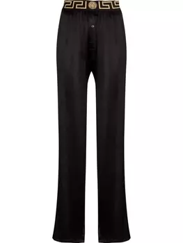 Versace брюки с эластичным поясом и узором Greca, черный