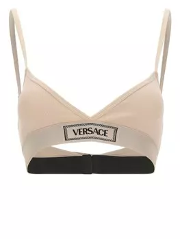 Versace бюстгальтер с нашивкой-логотипом, нейтральный цвет