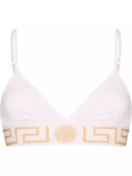 Versace бюстгальтер с треугольными чашками и декором Greca, розовый