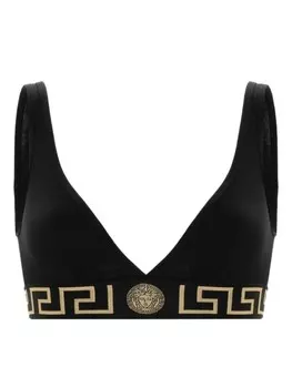 Versace бюстгальтер с треугольными чашками и узором Greca, черный