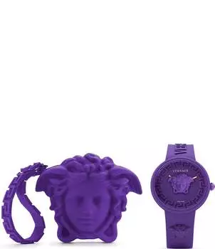 Versace Часы Medusa Pop Quartz с аналоговым силиконовым ремешком, фиолетовый