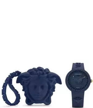 Versace Часы унисекс Medusa Pop Кварцевые аналоговые часы с силиконовым ремешком, синий