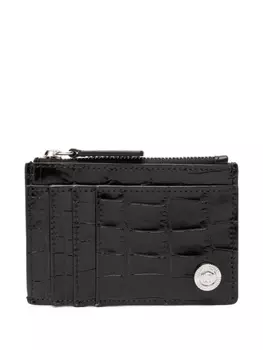 Versace crocodile-effect leather cardholder, черный