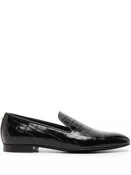 Versace crocodile-effect leather loafers, черный