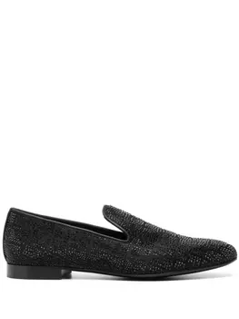 Versace crystal-embellished satin loafers, черный