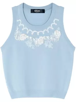 Versace декорированный трикотажный топ, синий