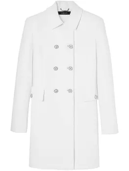 Versace двубортное пальто с отложным воротником, белый