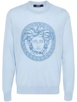 Versace джемпер с вышивкой Medusa, синий