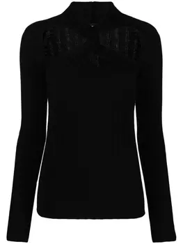 Versace джемпер в рубчик с драпировкой, черный