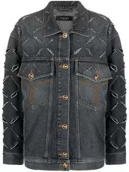 Versace джинсовая куртка с эффектом потертости, серый