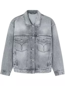 Versace джинсовая куртка с логотипом, серый