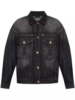 Versace джинсовая куртка с принтом Barocco и вставками, черный