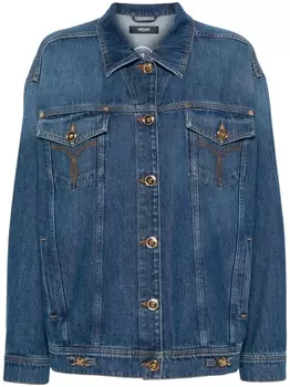 Versace джинсовая куртка с вышитым логотипом, синий
