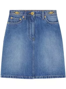 Versace джинсовая юбка мини А-силуэта, синий