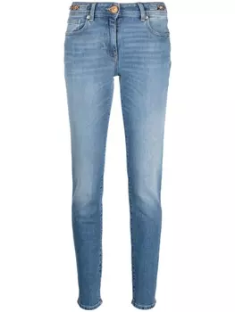 Versace джинсы скинни с заниженной талией и декором Medusa, синий