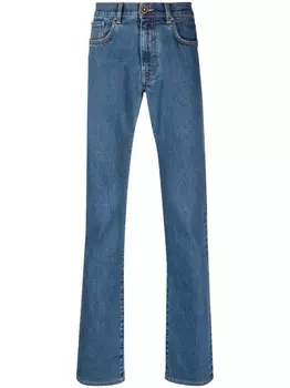 Versace джинсы узкого кроя с вышитым логотипом, синий
