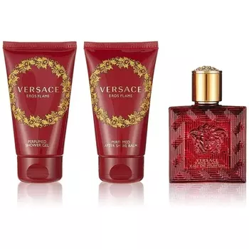 Versace Eros Flame Eau De Parfum 50ml + After Shave Balm 50ml + Shower Gel 50ml Gift Set For Men