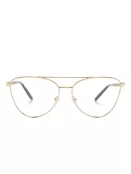 Versace Eyewear очки в оправе 'кошачий глаз' с декором Greca, золотистый