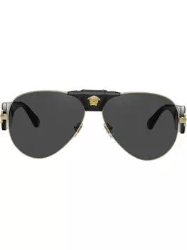 Versace Eyewear солнцезащитные очки-авиаторы с декором Medusa, золотистый