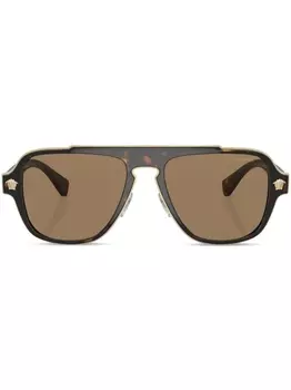 Versace Eyewear солнцезащитные очки-пилоты черепаховой расцветки, зеленый