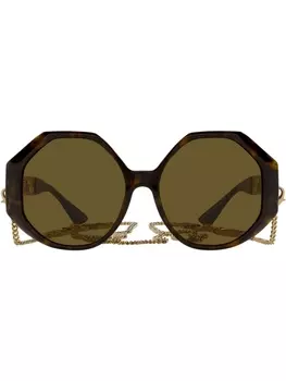 Versace Eyewear солнцезащитные очки в геометричной оправе, зеленый