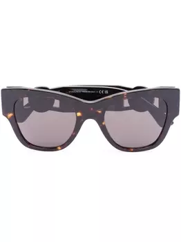 Versace Eyewear солнцезащитные очки в круглой оправе с логотипом, коричневый