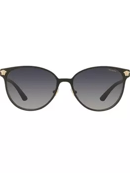 Versace Eyewear солнцезащитные очки в круглой оправе с декором Medusa, черный