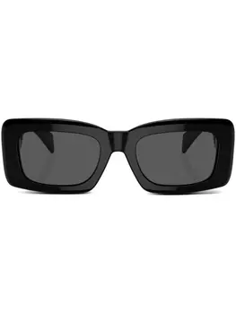 Versace Eyewear солнцезащитные очки в квадратной оправе с декором Greca, черный