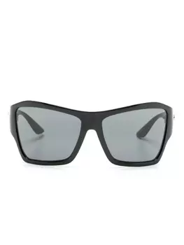 Versace Eyewear солнцезащитные очки в массивной оправе с логотипом, черный