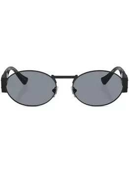 Versace Eyewear солнцезащитные очки в овальной оправе с декором Medusa, черный