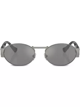 Versace Eyewear солнцезащитные очки в овальной оправе с декором Medusa, серый