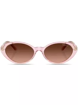 Versace Eyewear солнцезащитные очки в овальной оправе с декором Greca, розовый