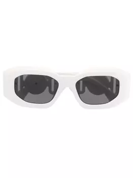 Versace Eyewear солнцезащитные очки в овальной оправе с декором Medusa, белый