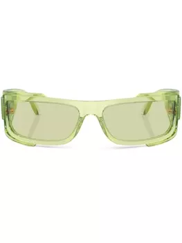 Versace Eyewear солнцезащитные очки в прямоугольной оправе с логотипом, зеленый