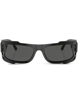 Versace Eyewear солнцезащитные очки в прямоугольной оправе с логотипом, черный