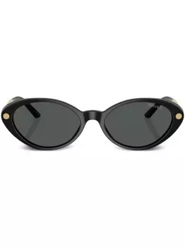 Versace Eyewear солнцезащитные очки в прямоугольной оправе с декором Greca, черный