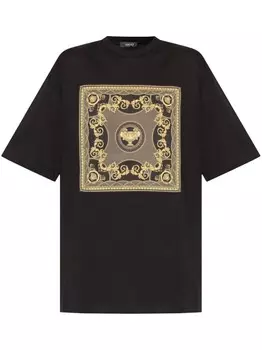 Versace футболка из хлопка с принтом Barocco, черный