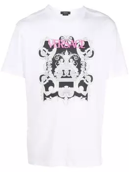 Versace футболка с графичным принтом, белый